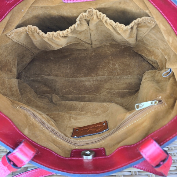 Patricia Nash Convertible Red Leather Tote Shoulder Bag - Picture 14 of 16